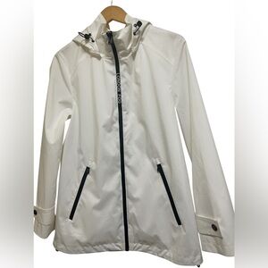LONDON FOG FULL ZIP WINDBREAKER HOOD DETACHABLE WOMEN WHITE COLOR SIZE MEDIUM **